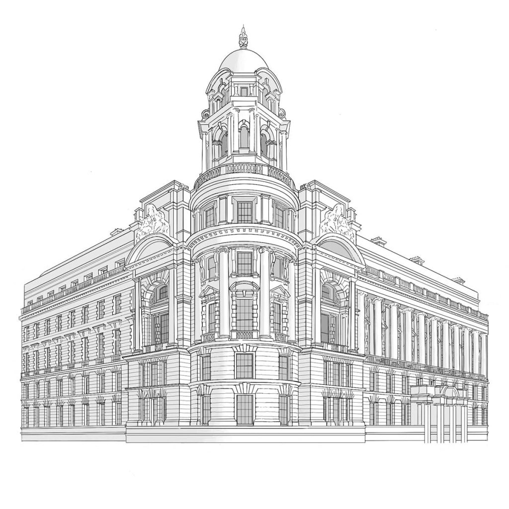 pen style sketch of old war office